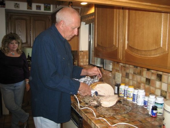 Robert carving the bird